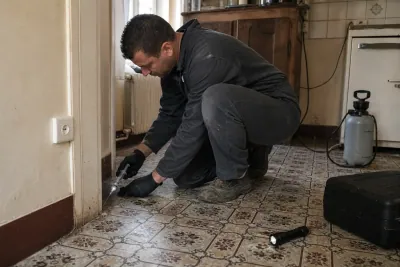 Désinsectisation à Montauban : gel insecticide appliqué dans une cuisine de maison de faubourg