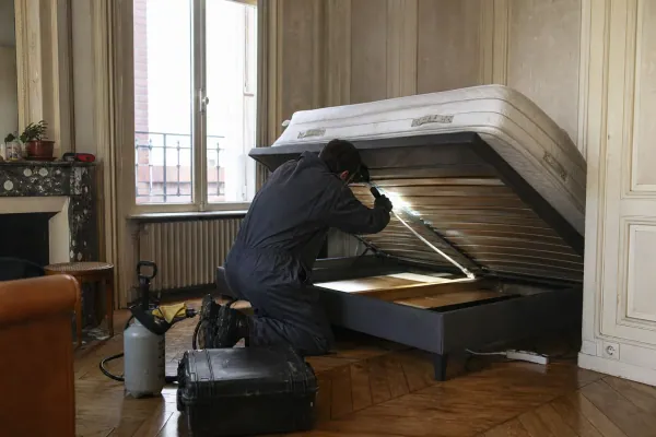Punaises de lit à Montauban : inspection d'un matelas dans un immeuble ancien en brique rose